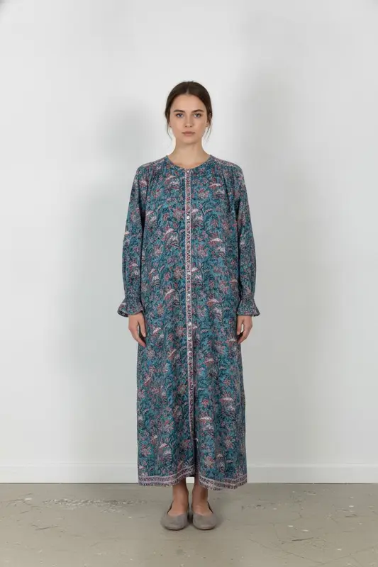 Robe longue bleue et rose - Taille M/38