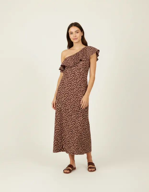 Robe longue bordeaux à motifs - Taille M/38
