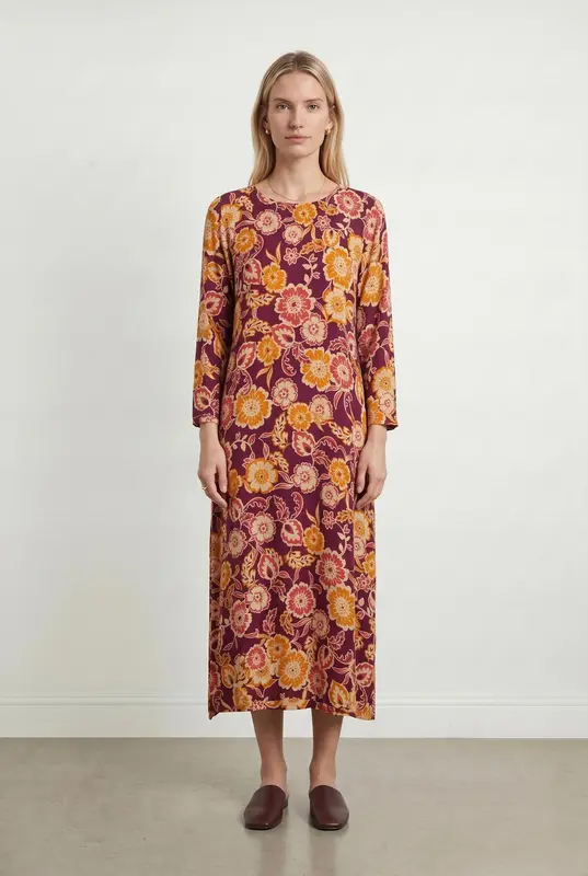 Robe Longue Bordeaux et Orange - Taille S/36