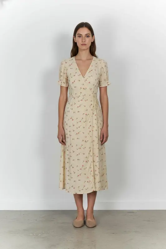 Robe Longue Écrue et Rouge - Taille S/36