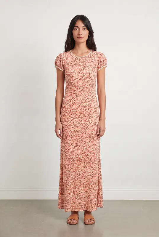 Robe Longue Écrue et Rouge - Taille XS/34