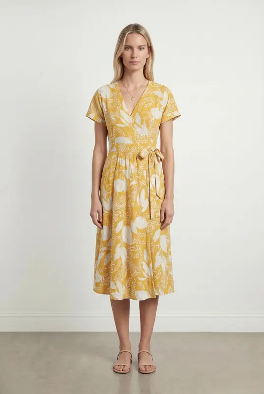 Robe Longue Jaune et Blanche - Taille S/36