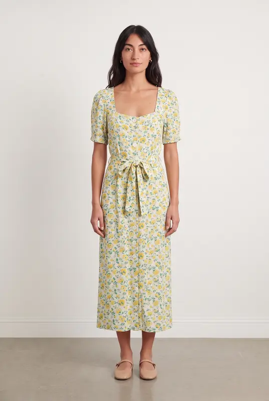 Robe Longue Jaune et Blanche - Taille XS/34