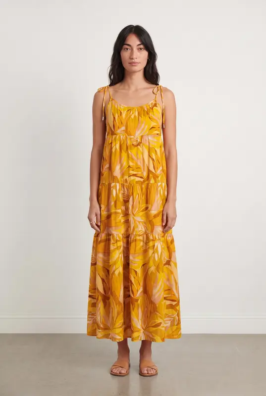 Robe Longue Jaune et Orange - Taille S/36