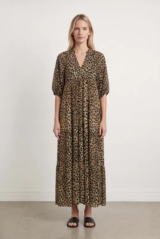 Robe longue léopard multicolore - Taille XS/34
