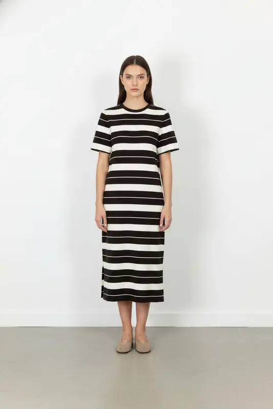 Robe Longue Marron et Blanche - Taille S/36