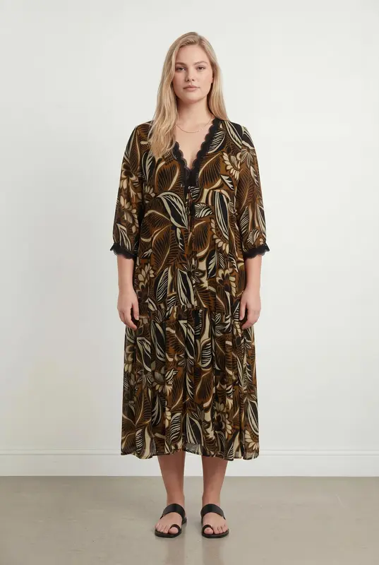 Robe Longue Marron et Noire - Taille XXXL/46
