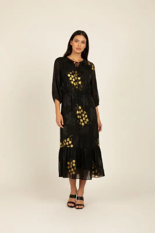 Robe longue noire avec détails - Taille S/36