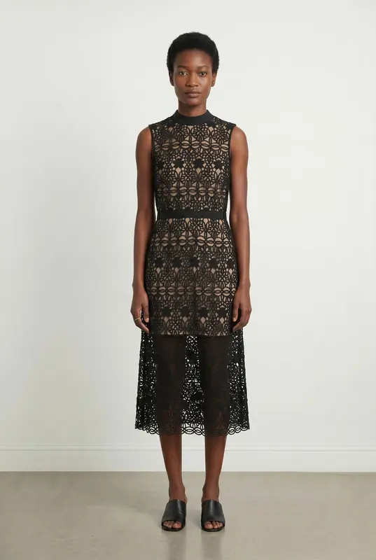 Robe Longue Noire et Beige - Taille M/38