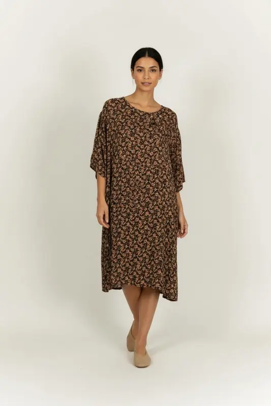 Robe Longue Noire et Beige - Taille S/36