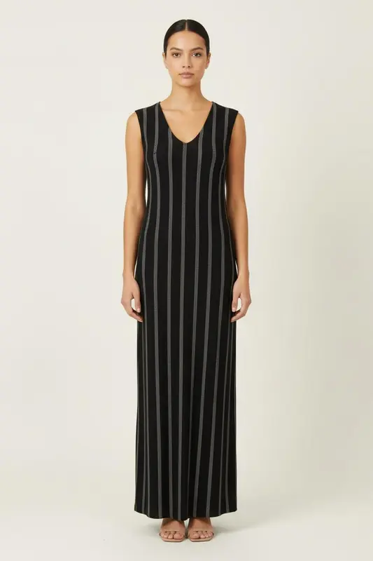 Robe Longue Noire et Grise - Taille XS/34