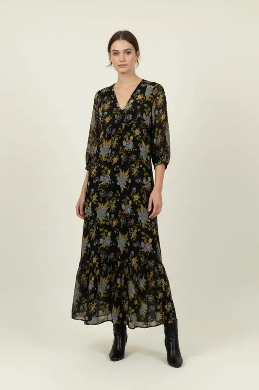Robe Longue Noire et Jaune - Taille S/36