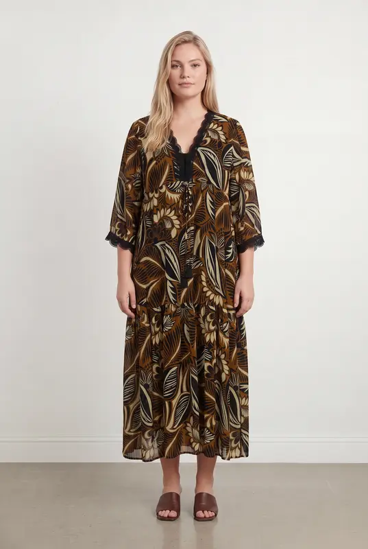 Robe Longue Noire et Marron - Taille XXL/44