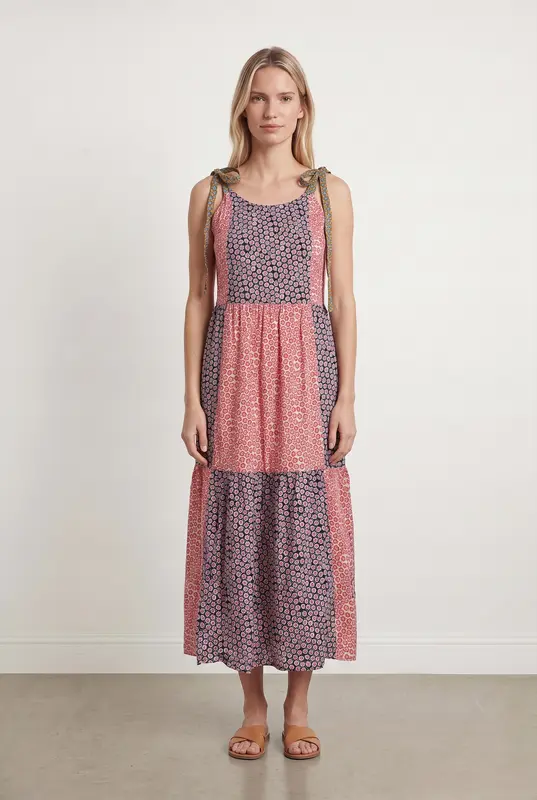 Robe Longue Noire et Rose - Taille M/38