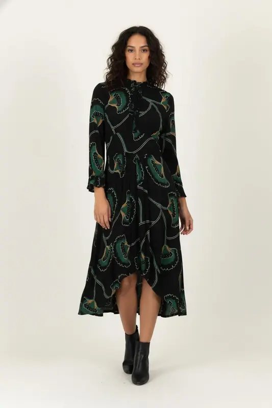 Robe Longue Noire et Verte - Taille XS/34