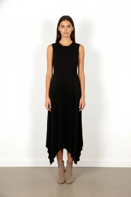 Robe longue noire plissée - Taille S/36