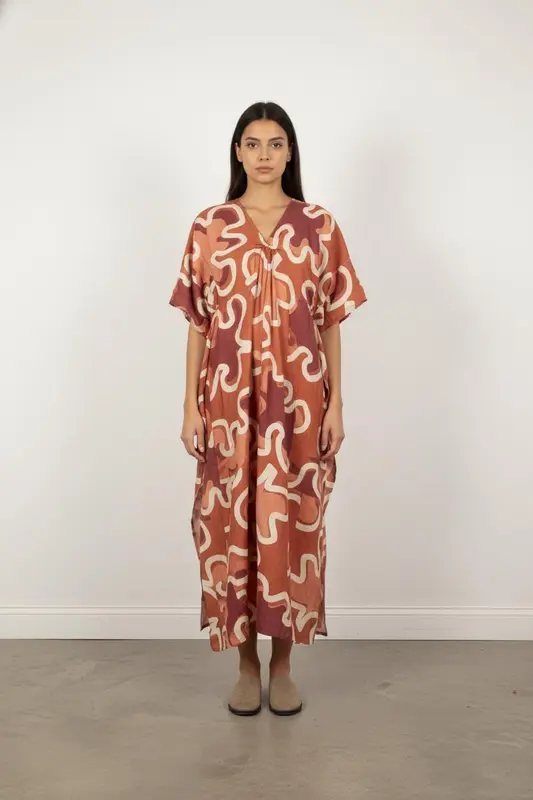 Robe Longue Orange et Blanc - Taille S/36