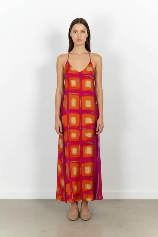 Robe Longue Orange et Rose - Taille S/36