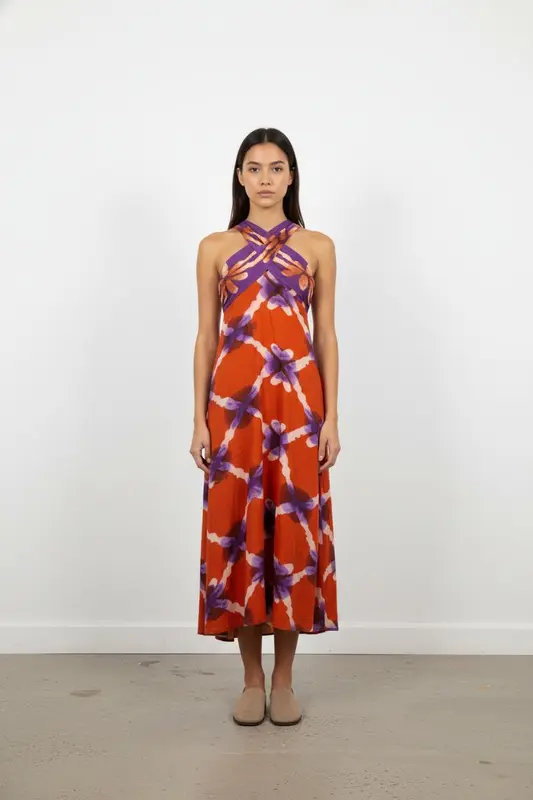 Robe Longue Orange et Violette - Taille XS/34