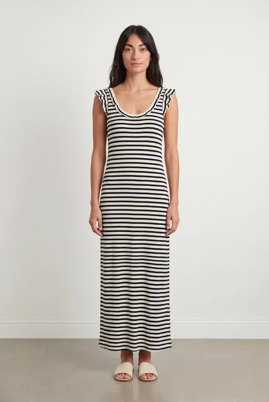 Robe Longue Rayée Noire et Blanche - Taille S/36