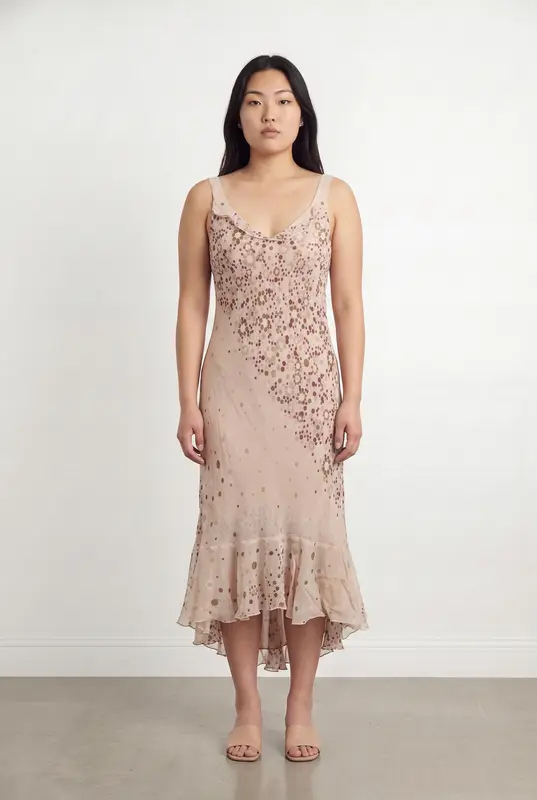 Robe Longue Rose et Beige - Taille L/40