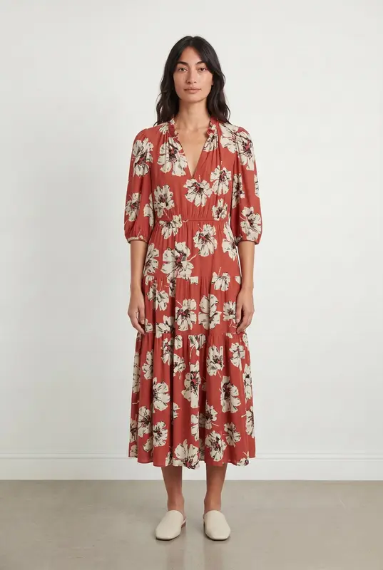 Robe Longue Rouge et Blanche - Taille S/36