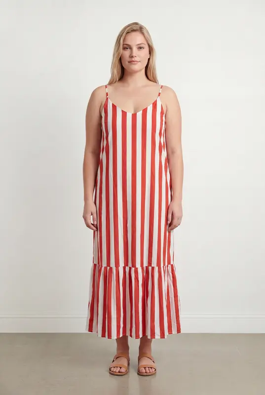 Robe Longue Rouge et Blanche - Taille XXL/44