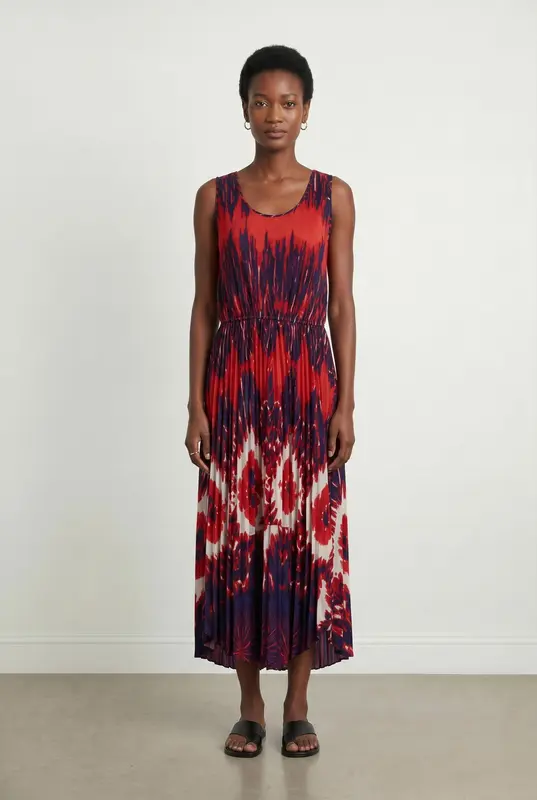 Robe Longue Rouge et Bleu - Taille XS/34
