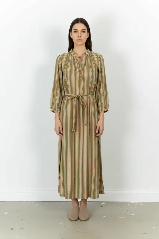 Robe Longue Verte et Beige - Taille XS/34