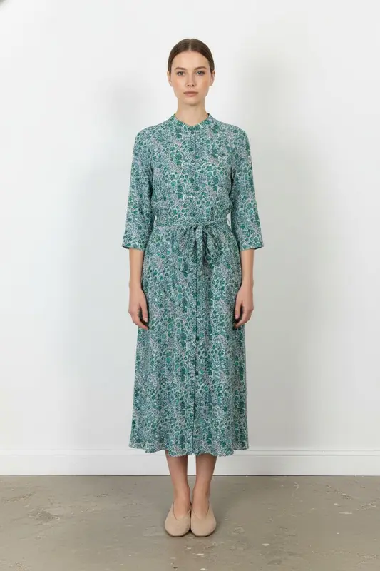 Robe Longue Verte et Blanche - Taille S/36