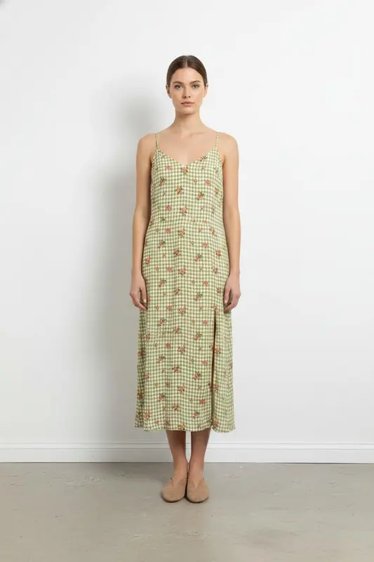 Robe Longue Verte et Blanche - Taille XL/42