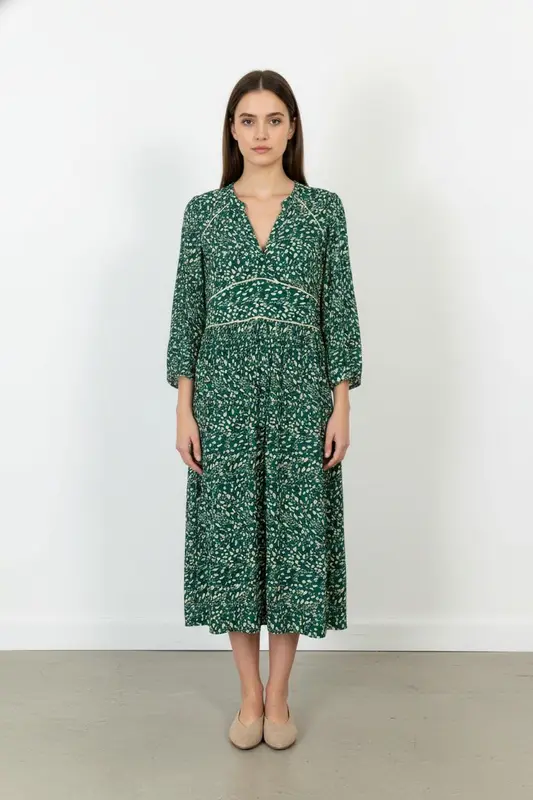 Robe Longue Verte et Blanche - Taille XS/34