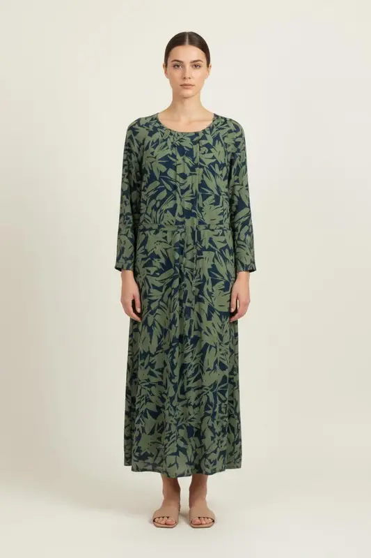 Robe Longue Verte et Noire - Taille L/40
