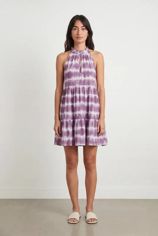 Robe Longue Violette et Blanche - Taille S/36