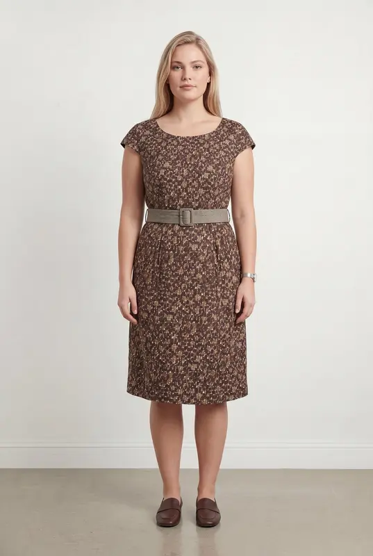 Robe marron à motifs - Taille XL/42