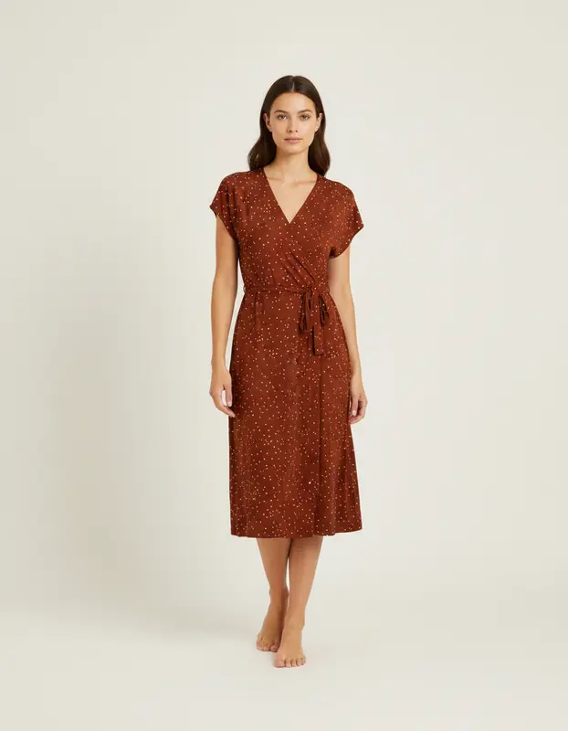 Robe marron à pois - Taille XS/34