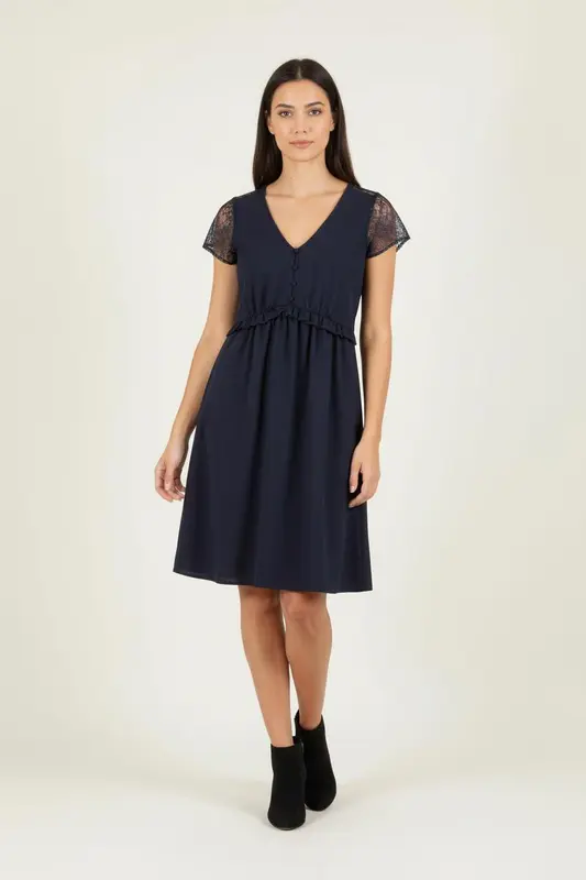 Robe Mi-Longue Bleue - Taille XS/34