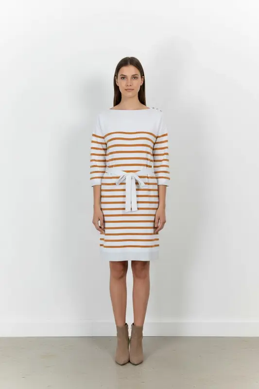 Robe Midi Blanche et Marron - Taille S/36