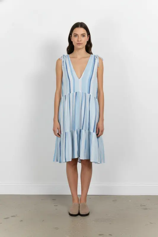Robe Midi Bleu et Blanc - Taille L/40
