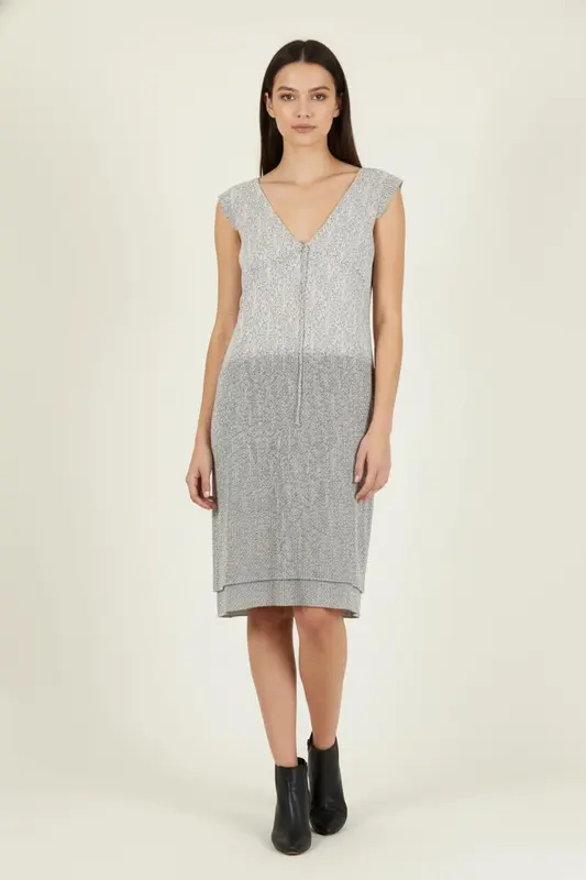Robe Midi Bleu et Gris - Taille S/36