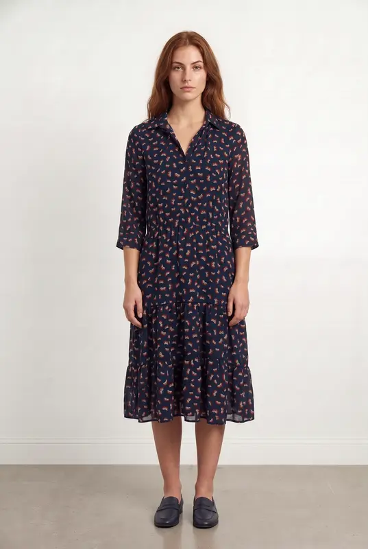 Robe Midi Bleue et Rouge - Taille M/38