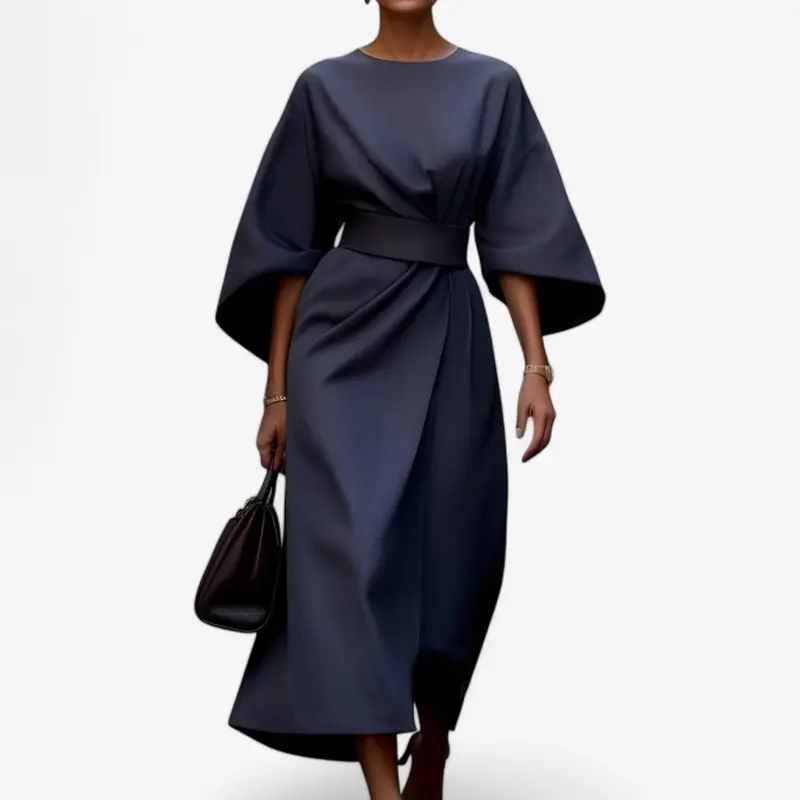 Robe midi élégante à manches chauve-souris