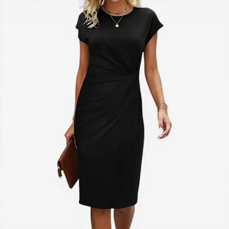 Robe midi femme à manches courtes