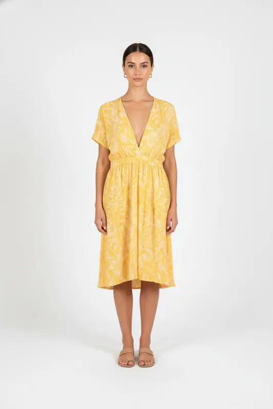 Robe Midi Jaune et Blanche - Taille XS/34