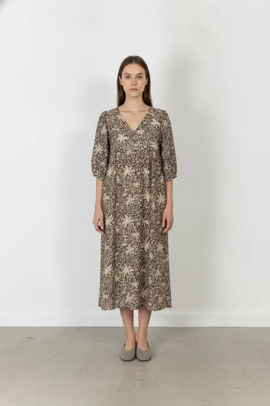 Robe Midi Marron et Beige - Taille M/38
