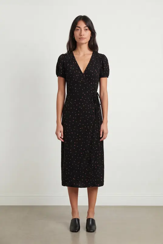 Robe Midi Noire à Motifs Multicolores - Taille M/38