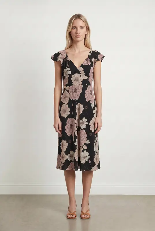 Robe Midi Noire et Beige - Taille S/36