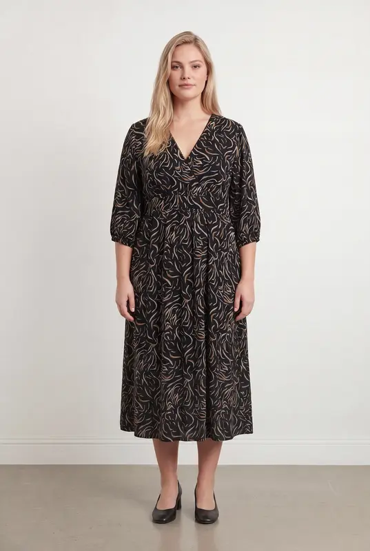 Robe Midi Noire et Beige - Taille XXL/44