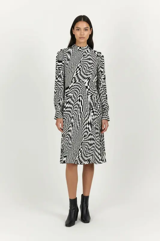 Robe Midi Noire et Blanche - Taille S/36