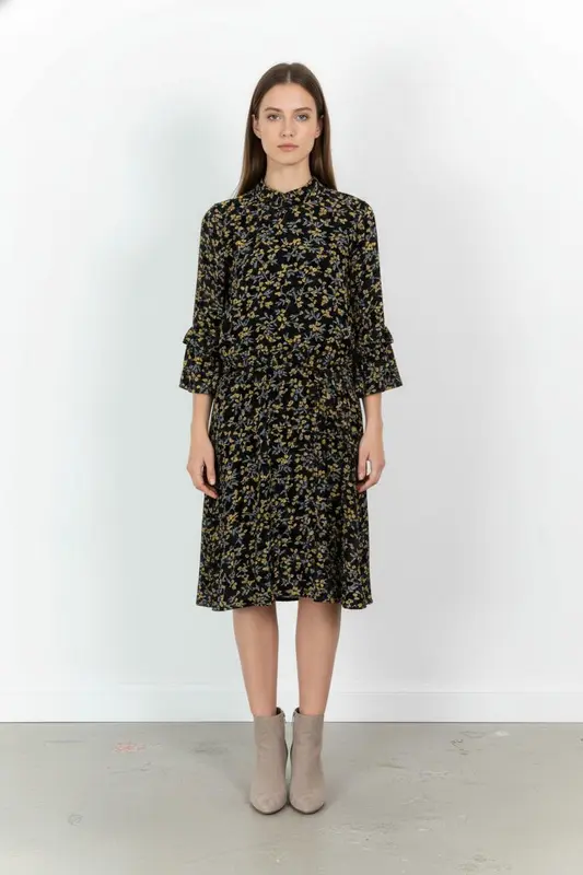 Robe Midi Noire et Jaune - Taille XS/34